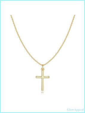 14k Gold Plated Cross Necklace O-Chain 45cm Extender